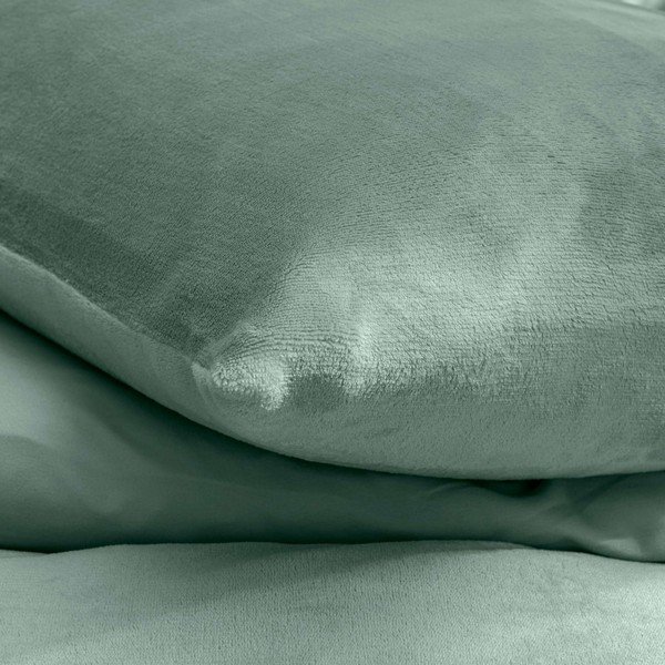 Зелено двойно /удължено 3 части спално бельо от микрофланела 240x220 cm Flanou – douceur d'intérieur-image-2
