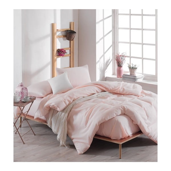 Комплект светлорозово спално бельо с чаршаф за двойно легло Basso Merun, 200 x 220 cm - Mijolnir