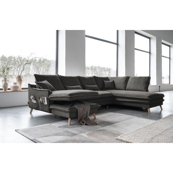 Тъмносив разтегателен ъглов диван (десен ъгъл/"U" форма) Charming Charlie – Miuform-image-4