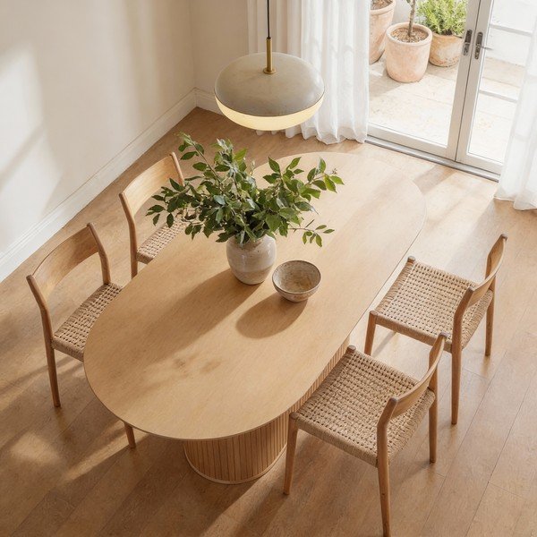 Маса за хранене с дъбов плот 95x180 cm Nola - Unique Furniture-image-3