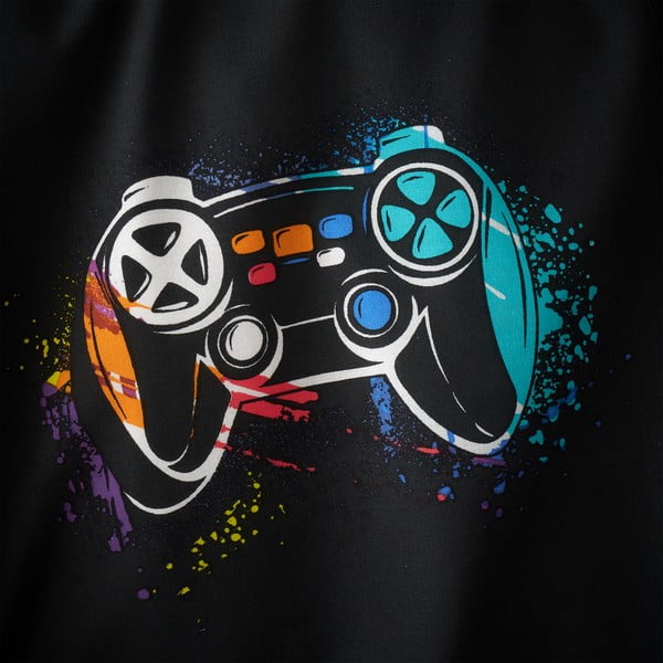 Черен еластичен единичен детски чаршаф 90x190 cm Game Over – Catherine Lansfield-image-2