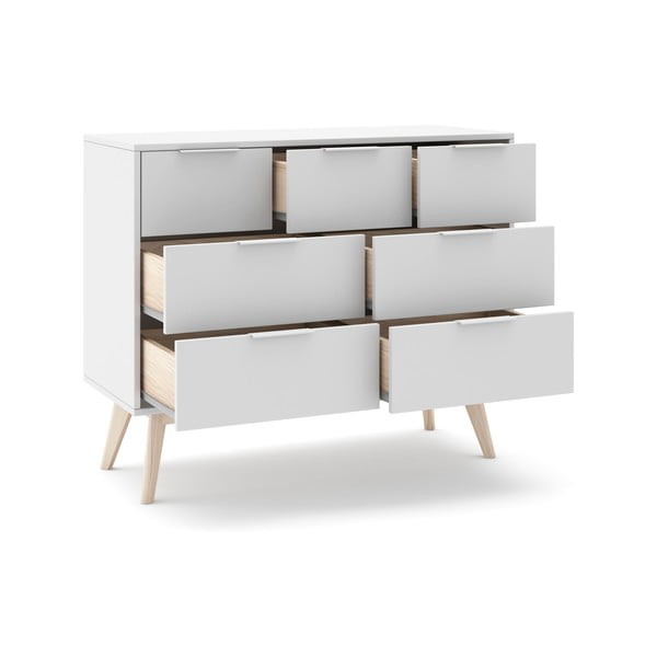 Бял нисък скрин с чекмеджета 120x83 cm Campus - Marckeric-image-4