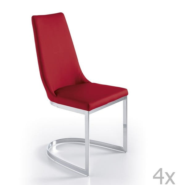 Sada 4 červených jídelních židlí Ángel Cerdá Tiara