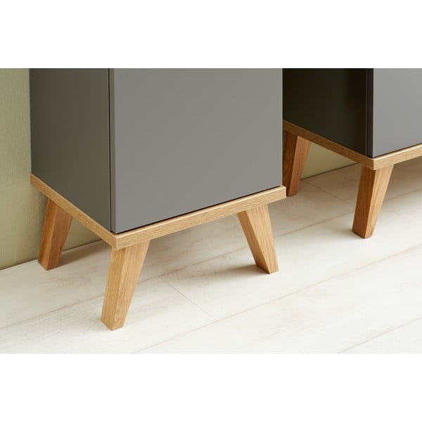 Сив нисък шкаф за баня от декор от дъб  35,5x89,5 cm Quickset 924 – Pelipal-image-4