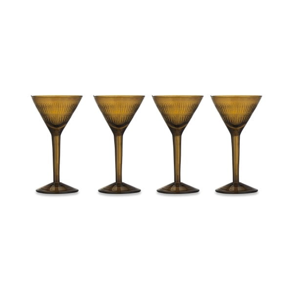 Комплект от 4 тъмножълти коктейлни чаши от рециклирано стъкло Mila - Nkuku