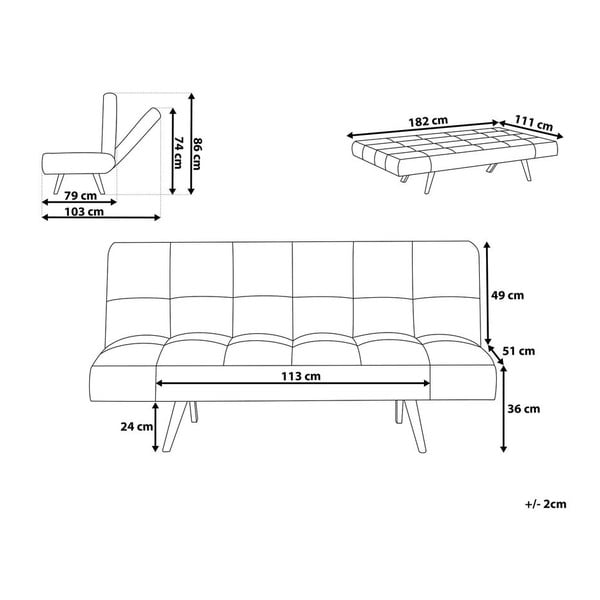 Tmavě šedá rozkládací pohovka Monobeli Nancy-image-2