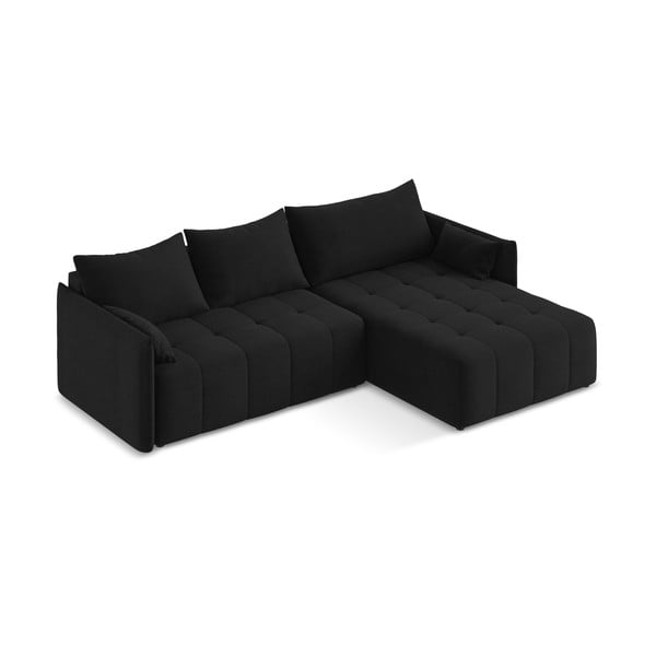Черен разтегателен ъглов диван с място за съхранение (десен ъгъл) Moku – Makamii-image-2