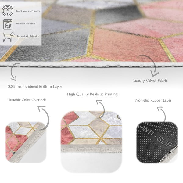 Сиво-розов миещ се килим 160x230 cm - Mila Home-image-4