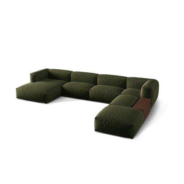 Зелен модулен ъглов диван (десен ъгъл/U форма) Martina – Micadoni Home-image-1