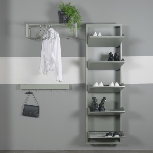 Сиво-зелена метална накланяща се стойка за обувки 50x169x15 cm Billy – Spinder Design-image-1