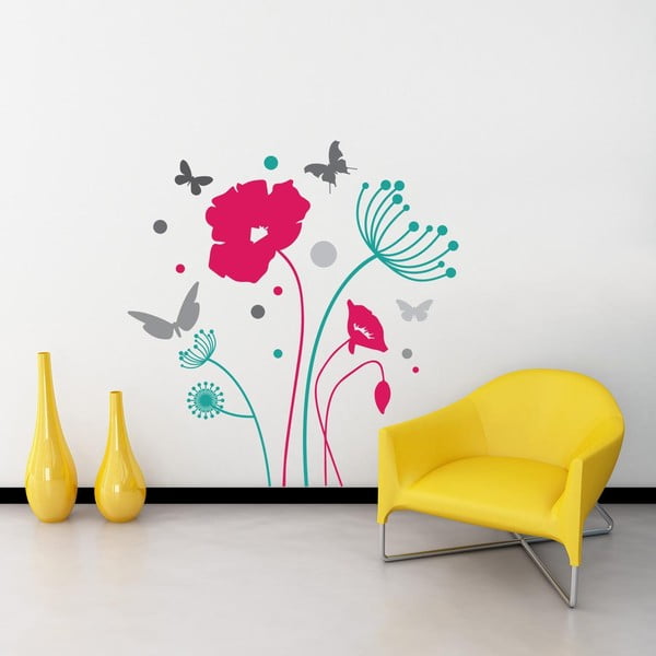 Samolepka na stěnu Butterflies and Flowers