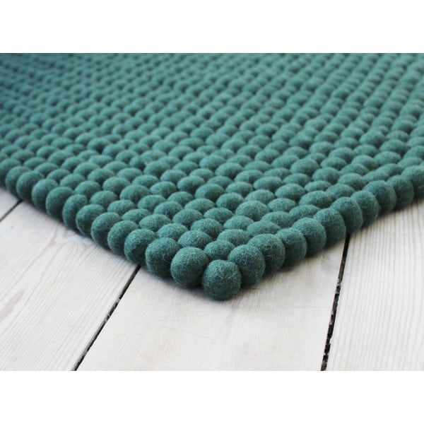 Зелен вълнен килим със зелени топки , 120 x 180 cm Ball Rugs - Wooldot