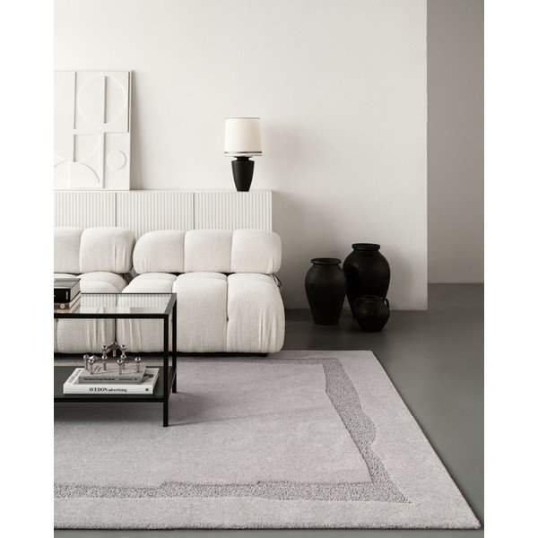 Светлосив вълнен килим 133x190 cm Morphic Rocca – Agnella-image-3