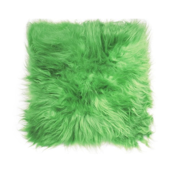 Подлакътник от зелена агнешка кожа с дълга кожа Saddo, 37 x 37 cm - Arctic Fur