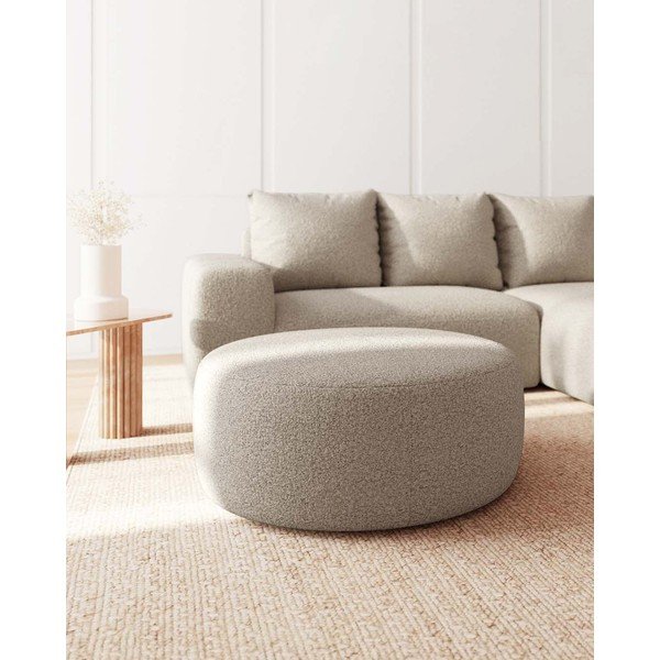 Бежова табуретка от плат bouclé Feiro - MESONICA-image-2