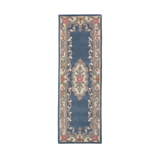 Син вълнен килим , 67 x 210 cm Aubusson - Flair Rugs