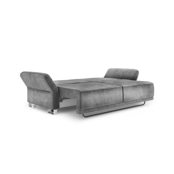 Сив триместен разтегателен диван с кадифена покривка Pyxis - Windsor & Co Sofas-image-3