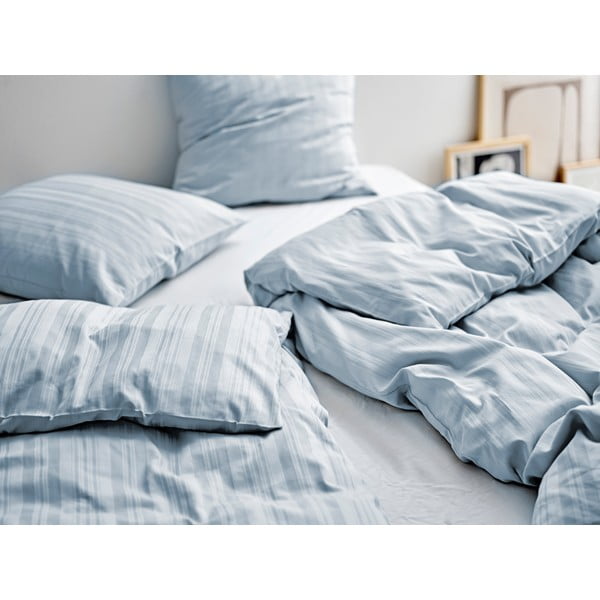 Светлосиньо единично удължено спално бельо от дамаск 140x220 cm Noble – Södahl-image-1