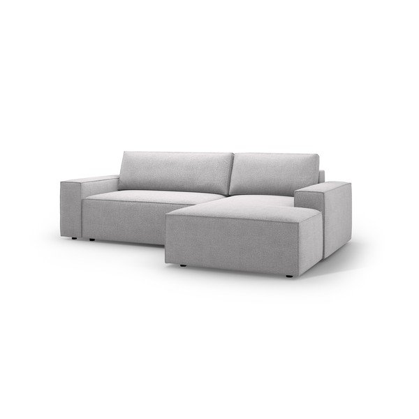 Светлосив разтегателен ъглов диван от букле (десен ъгъл) Jodie – Micadoni Home-image-2