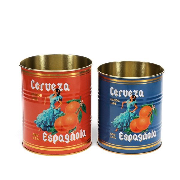 Декоративни кутии за съхранение в комплект от 2 бр. от калай ø 11x13 cm Cerveza Española – Rex London