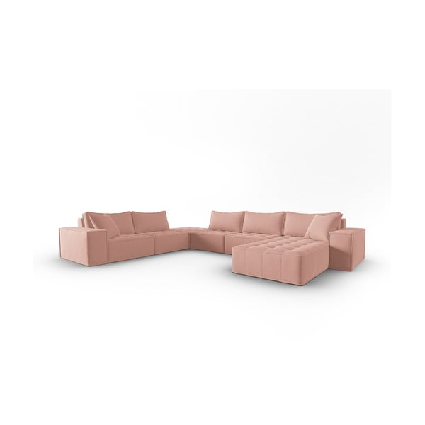 Розов ъглов диван (ляв ъгъл/"U") Mike - Micadoni Home