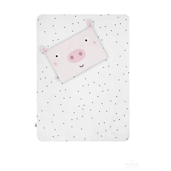 Бебешко памучно одеяло и възглавница за детско легло 135x100 cm Piggy - BELLAMY