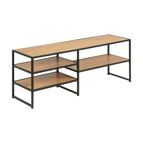 Черна/естествена маса за телевизор от декор от дъб  120x46 cm Seaford – Actona-image-3