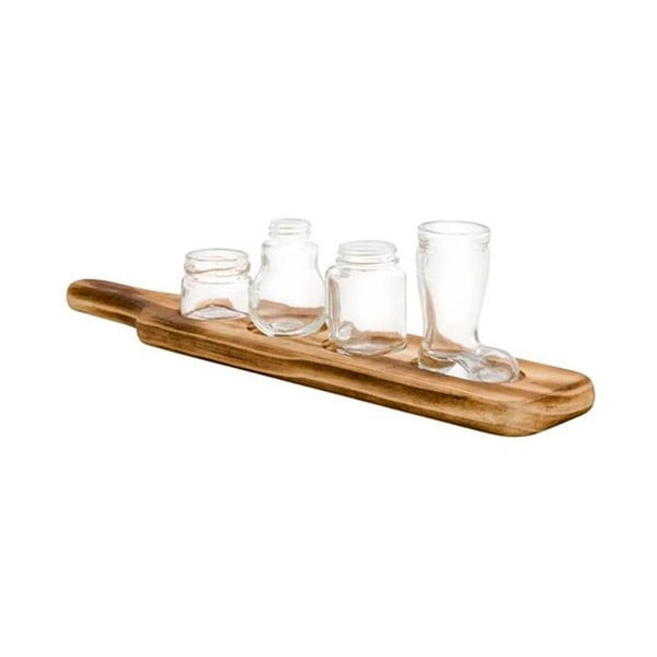Комплект от 4 стъклени шота върху дървена табла Cheese - Brandani