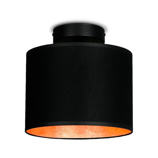 Черна лампа за таван с детайли в цвят мед XS CP, ⌀ 20 cm Mika - Sotto Luce