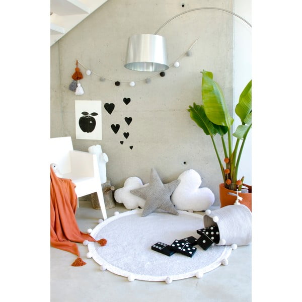Светлосив ръчно изработен памучен детски килим подходящ за пране ø120 cm Bubbly – Lorena Canals-image-3
