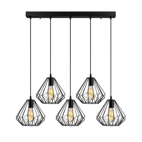 Черно висящо осветително тяло с метален абажур Diamond – Opviq lights-image-2