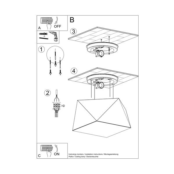 Бяло осветително тяло за таван 25x25 cm Koma – Sollux-image-3