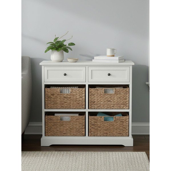 Скрин от масивна Пауловния в цвят слонова кост 76x70x33 cm Vermont – Premier Housewares-image-2