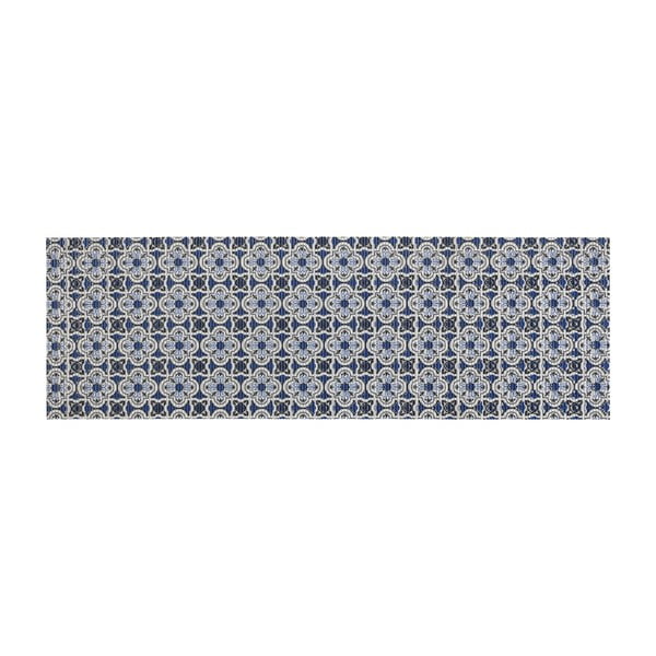 Бяло и синьо пластмасово килимче за баня 65x200 cm Murcia - Wenko