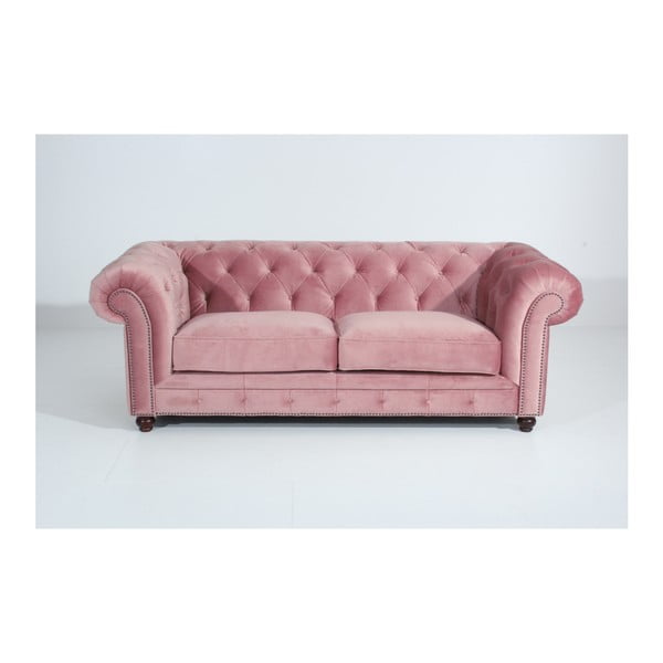 Růžová pohovka Max Winzer Orleans Velvet, 216 cm