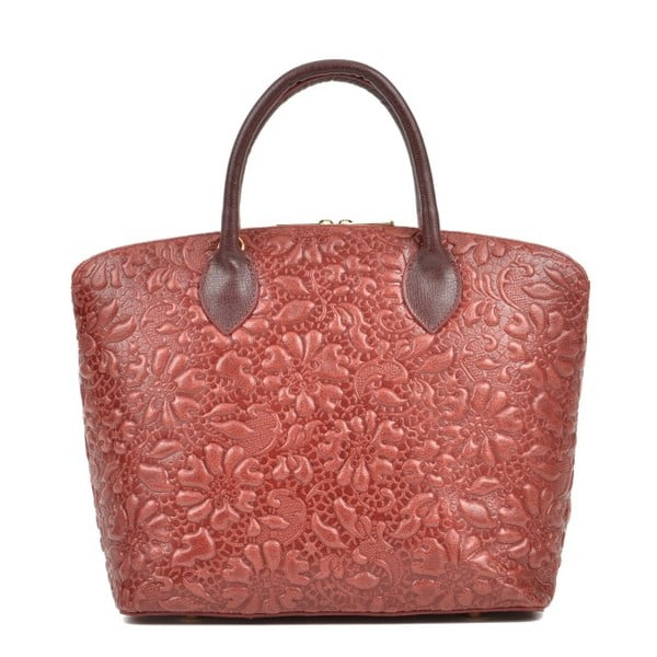 Розова кожена чанта Bloom Rosso - Anna Luchini