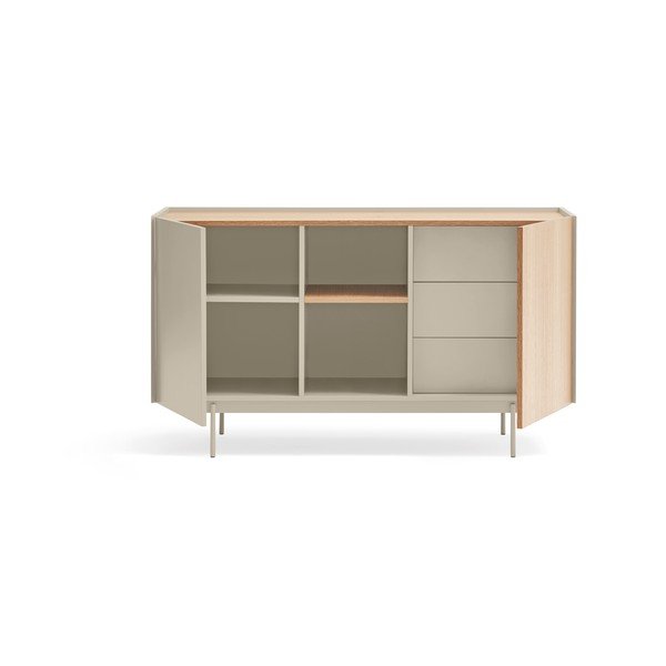 Нисък скрин в светлосиво и естествен дъб 130x78 cm Otto - Teulat-image-3