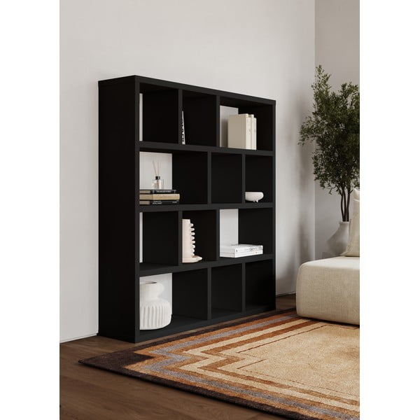 Черна етажерка за книги 150x159 cm Berlin - TemaHome-image-1