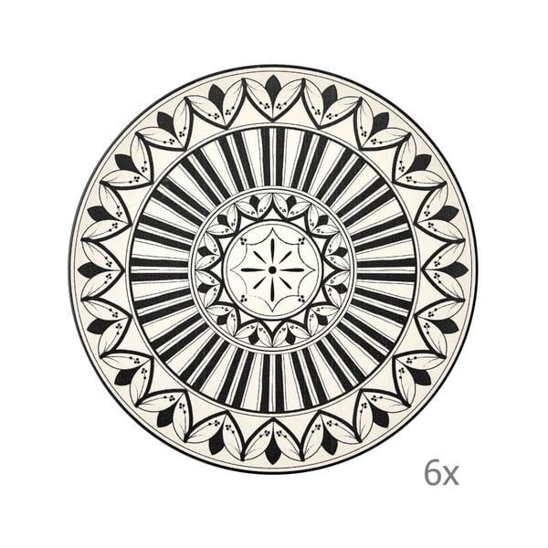 Комплект от 6 чинии от кремав порцелан с черен орнамент Maroc Tabak, ⌀ 26 cm - Mia
