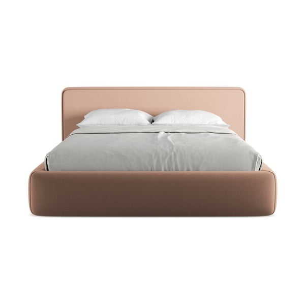 Светлорозово двойно тапицирано легло с място за съхранение и включена подматрачна рамка 160x200 cm Kiana – Makamii-image-4