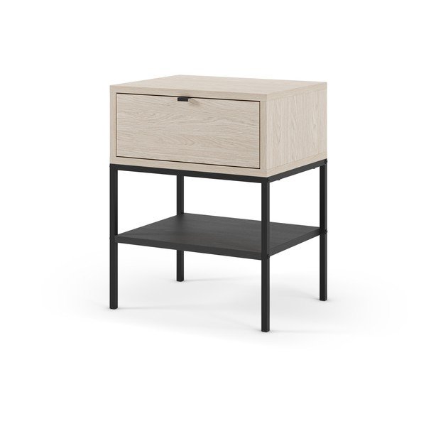 Матово нощно шкафче с рафтове в светло естествен цвят Sali – Marckeric-image-4