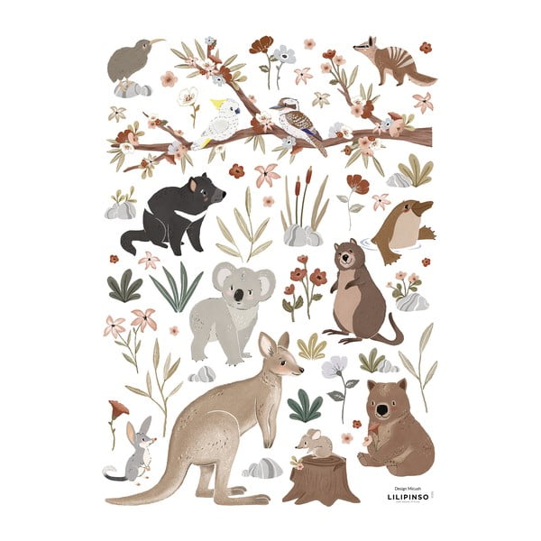 Лист със стикери 30x42 cm Australian Animals - Lilipinso