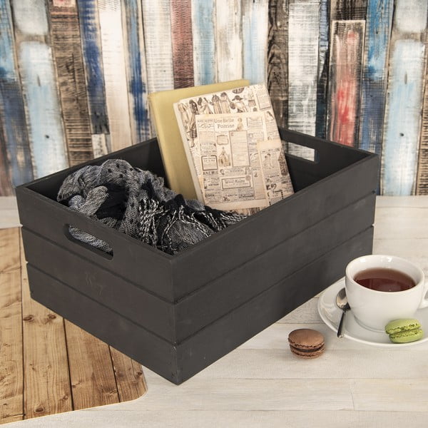 Антрацитна дървена кутия за съхранение 36x26x15 cm – Orion-image-1