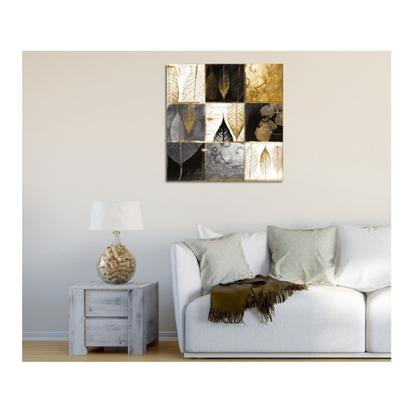 Живопис върху платно Златни листа, 45 x 45 cm - Wallity-image-2