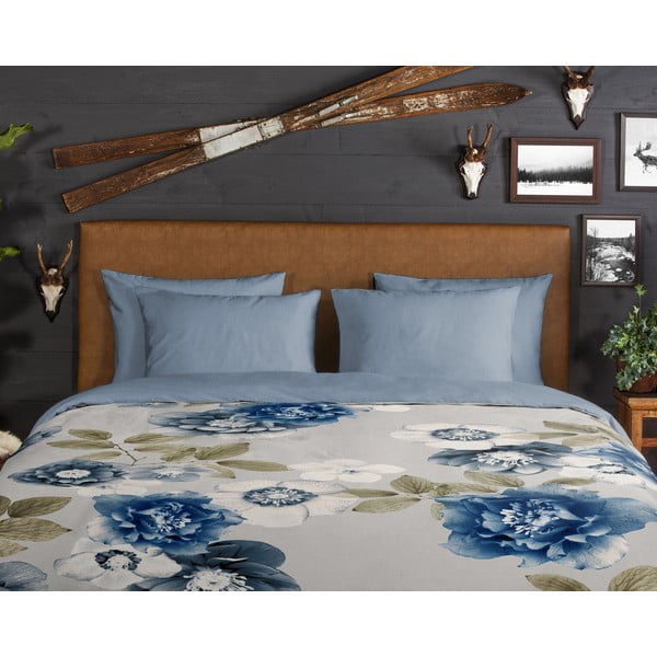 Синьо-сиво единично  фланелено спално бельо 140x200 cm Gabin – Good Morning-image-2