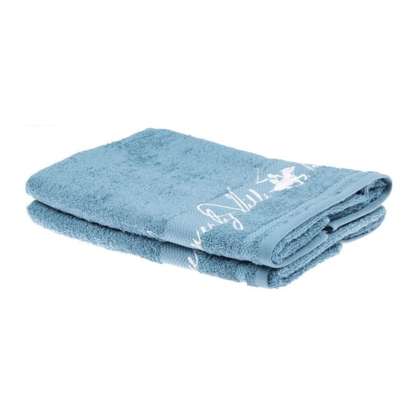 Sada 2 modrých ručníků Beverly Hills Polo Club Tommy Yazi, 50 x 100 cm