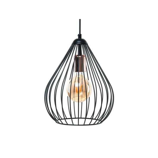 Черно висящо осветително тяло с метален абажур ø 24 cm Fasah – Opviq lights-image-2