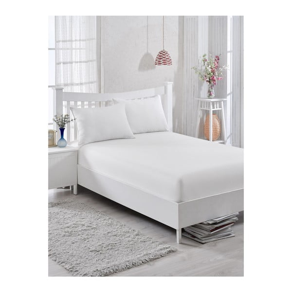 Бял нееластичен памучен чаршаф за двойно легло Purreo Muneco, 160 x 200 cm - Mijolnir