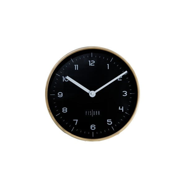 Černé nástěnné hodiny Fisura Reloj Pared Woody Negro, ⌀ 30 cm