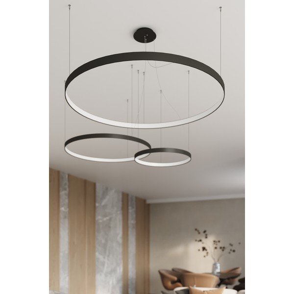 Черно алуминиево LED висящо осветително тяло ø 78 cm RIO – Thoro-image-2